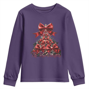 Christmas Tree Coquette Tis The Season Youth Sweatshirt TS09 Purple Print Your Wear