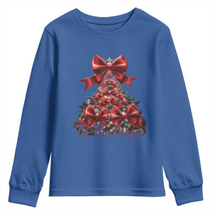 Christmas Tree Coquette Tis The Season Youth Sweatshirt TS09 Royal Blue Print Your Wear