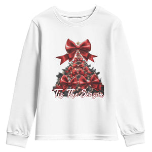Christmas Tree Coquette Tis The Season Youth Sweatshirt TS09 White Print Your Wear