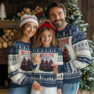 Xmas Coquette Ugly Christmas Sweater North pole Christmas Tree Farm Always Fresh TS09 Navy Print Your Wear