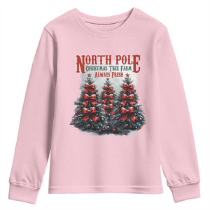 Xmas Coquette Youth Sweatshirt North pole Christmas Tree Farm Always Fresh TS09 Light Pink Print Your Wear