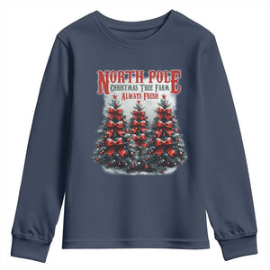 Xmas Coquette Youth Sweatshirt North pole Christmas Tree Farm Always Fresh TS09 Navy Print Your Wear