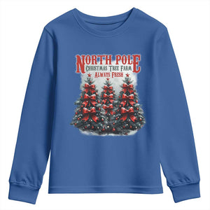 Xmas Coquette Youth Sweatshirt North pole Christmas Tree Farm Always Fresh TS09 Royal Blue Print Your Wear