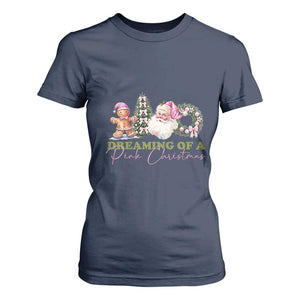 Dreaming Of A Pink Christmas T Shirt For Women TS09 Navy Print Your Wear