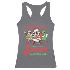 Funny Christmas Cake Racerback Tank Top Torn Between Looking' Like a Snack TS09 Charcoal Print Your Wear