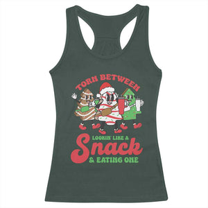 Funny Christmas Cake Racerback Tank Top Torn Between Looking' Like a Snack TS09 Dark Forest Green Print Your Wear