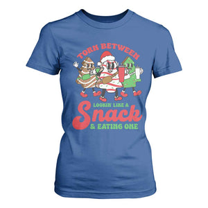 Funny Christmas Cake T Shirt For Women Torn Between Looking' Like a Snack TS09 Royal Blue Print Your Wear