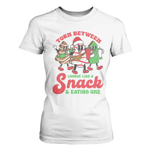 Funny Christmas Cake T Shirt For Women Torn Between Looking' Like a Snack TS09 White Print Your Wear