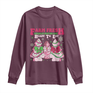 Farm Fresh Christmas Tree Cakes Coquette Long Sleeve Shirt TS09 Maroon Print Your Wear