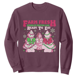 Farm Fresh Christmas Tree Cakes Coquette Sweatshirt TS09 Maroon Print Your Wear
