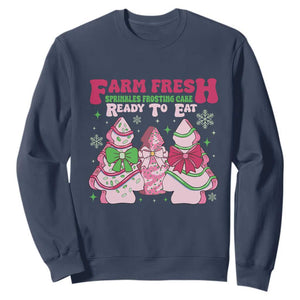 Farm Fresh Christmas Tree Cakes Coquette Sweatshirt TS09 Navy Print Your Wear