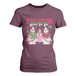 Farm Fresh Christmas Tree Cakes Coquette T Shirt For Women TS09 Maroon Print Your Wear