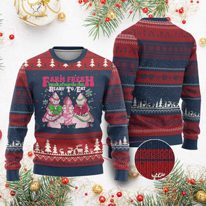 Farm Fresh Christmas Tree Cakes Coquette Ugly Christmas Sweater TS09 Burgundy Print Your Wear