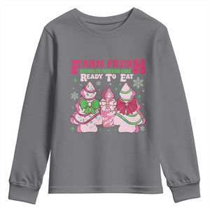 Farm Fresh Christmas Tree Cakes Coquette Youth Sweatshirt TS09 Charcoal Print Your Wear