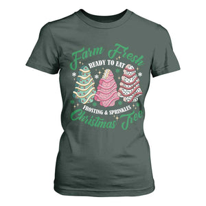 Farm Fresh Christmas Tree Cakes T Shirt For Women TS09 Dark Forest Green Print Your Wear