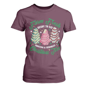 Farm Fresh Christmas Tree Cakes T Shirt For Women TS09 Maroon Print Your Wear