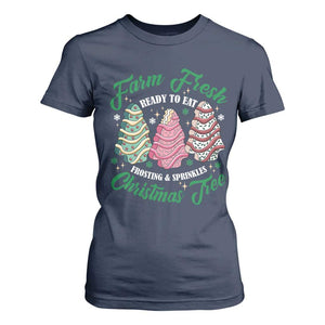 Farm Fresh Christmas Tree Cakes T Shirt For Women TS09 Navy Print Your Wear