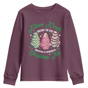 Farm Fresh Christmas Tree Cakes Youth Sweatshirt TS09 Maroon Print Your Wear