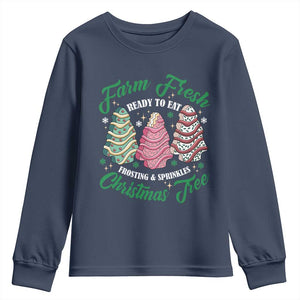 Farm Fresh Christmas Tree Cakes Youth Sweatshirt TS09 Navy Print Your Wear