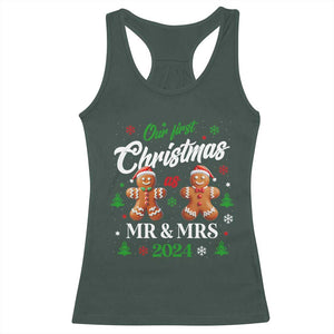 Our First Christmas As Mr Mrs 2024 Racerback Tank Top Cute Gingerbread Couple TS09 Dark Forest Green Print Your Wear