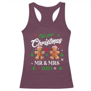 Our First Christmas As Mr Mrs 2024 Racerback Tank Top Cute Gingerbread Couple TS09 Maroon Print Your Wear