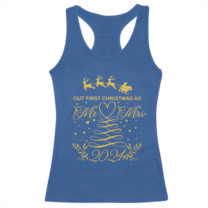 Our First Christmas As Mr Mrs 2024 Matching Couple Racerback Tank Top TS09 Royal Blue Print Your Wear