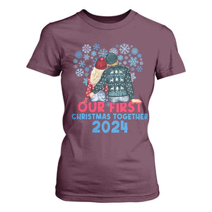 Our First Christmas Together 2024 T Shirt For Women TS09 Maroon Print Your Wear