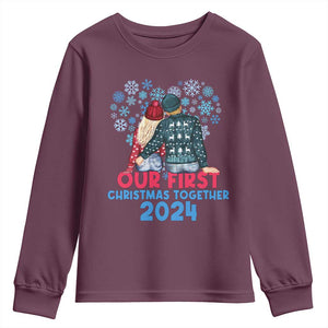 Our First Christmas Together 2024 Youth Sweatshirt TS09 Maroon Print Your Wear