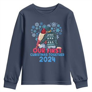 Our First Christmas Together 2024 Youth Sweatshirt TS09 Navy Print Your Wear