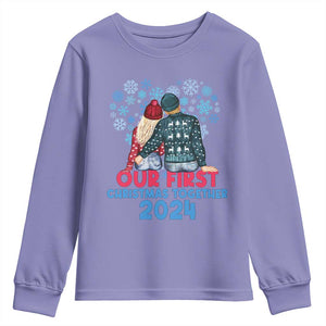 Our First Christmas Together 2024 Youth Sweatshirt TS09 Violet Print Your Wear