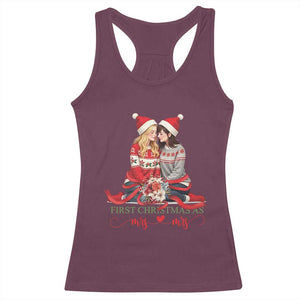 Our First Christmas As Mrs Mrs Racerback Tank Top LGBT Les Couple Xmas TS09 Maroon Print Your Wear