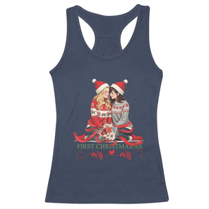 Our First Christmas As Mrs Mrs Racerback Tank Top LGBT Les Couple Xmas TS09 Navy Print Your Wear