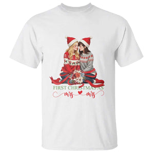 Our First Christmas As Mrs Mrs T Shirt LGBT Les Couple Xmas TS09 White Print Your Wear