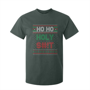 Funny Christmas T Shirt For Kid Ho Ho Holy Shit TS09 Dark Forest Green Print Your Wear