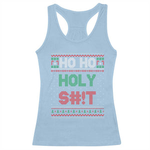 Funny Christmas Racerback Tank Top Ho Ho Holy Shit TS09 Light Blue Print Your Wear