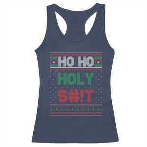 Funny Christmas Racerback Tank Top Ho Ho Holy Shit TS09 Navy Print Your Wear