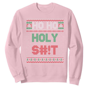 Funny Christmas Sweatshirt Ho Ho Holy Shit TS09 Light Pink Print Your Wear