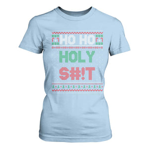 Funny Christmas T Shirt For Women Ho Ho Holy Shit TS09 Light Blue Print Your Wear