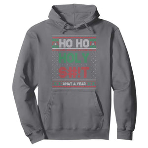 Funny Christmas Hoodie Ho Ho Holy S#!t What A Year - PrintYourWear Size: S Color: Charcoal