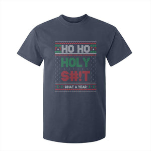 Funny Christmas T Shirt For Kid Ho Ho Holy S#!t What A Year - PrintYourWear Size: 2T Color: Navy