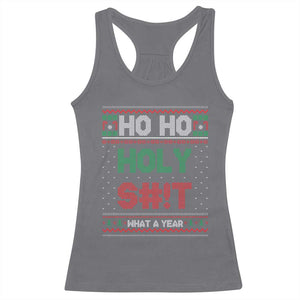 Funny Christmas Racerback Tank Top Ho Ho Holy S#!t What A Year - PrintYourWear Size: XS Color: Charcoal