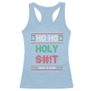 Funny Christmas Racerback Tank Top Ho Ho Holy S#!t What A Year - PrintYourWear Size: XS Color: Light Blue