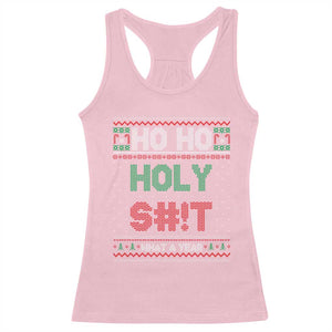 Funny Christmas Racerback Tank Top Ho Ho Holy S#!t What A Year - PrintYourWear Size: XS Color: Light Pink