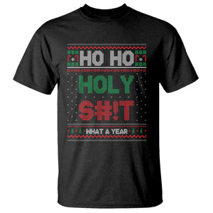 Funny Christmas T Shirt Ho Ho Holy S#!t What A Year - PrintYourWear Size: S Color: Black