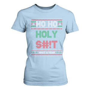 Funny Christmas T Shirt For Women Ho Ho Holy S#!t What A Year - PrintYourWear Size: S Color: Light Blue