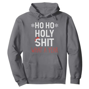 Funny Christmas Hoodie Ho Ho Holy Shit What A Year TS09 Charcoal Print Your Wear