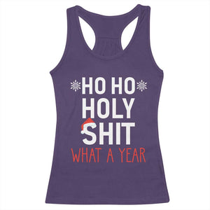 Funny Christmas Racerback Tank Top Ho Ho Holy Shit What A Year TS09 Purple Print Your Wear