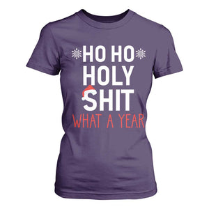 Funny Christmas T Shirt For Women Ho Ho Holy Shit What A Year TS09 Purple Print Your Wear
