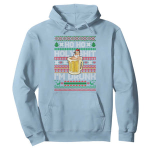 Funny Christmas Hoodie Ho Ho Holy Shit I'm Drunk Santa Drinking Beer TS09 Light Blue Print Your Wear