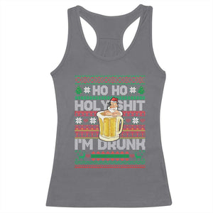 Funny Christmas Racerback Tank Top Ho Ho Holy Shit I'm Drunk Santa Drinking Beer TS09 Charcoal Print Your Wear